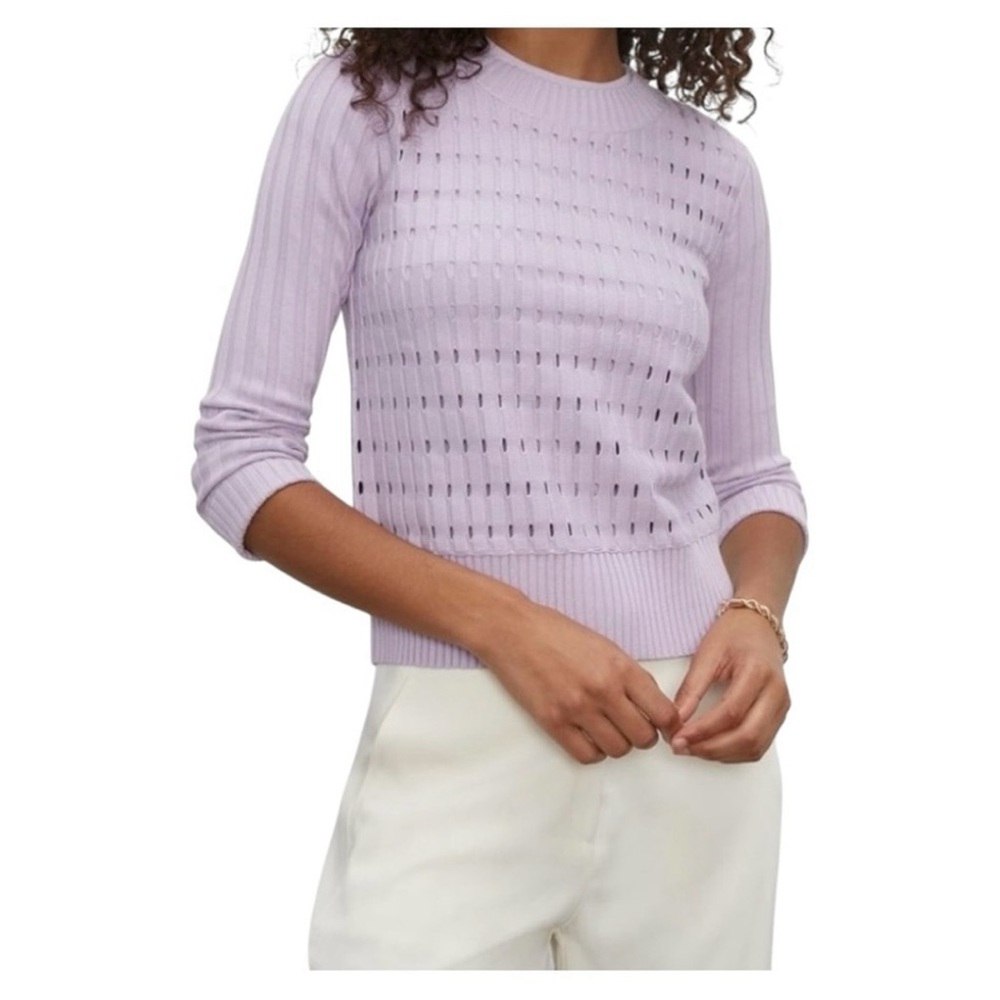 NWOT - Club‎ Monaco Lilac Open Stitch Sweater Crewneck